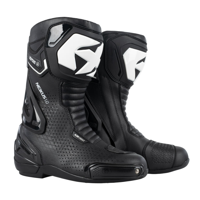 Oxford Nexus 1.0 Air Rider Gear Men’s Motorcycle Boot Black White maximomoto.uk!
