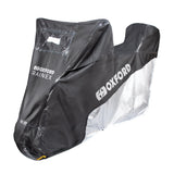 Oxford Rainex Outdoor Motorcycle Cover with Solar Charger Pocket Black White maximomoto.uk!