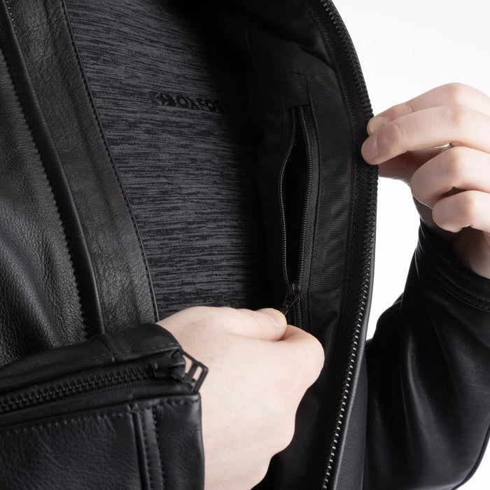 Oxford Henlow Men's Full-Grain Leather Motorcycle Jacket