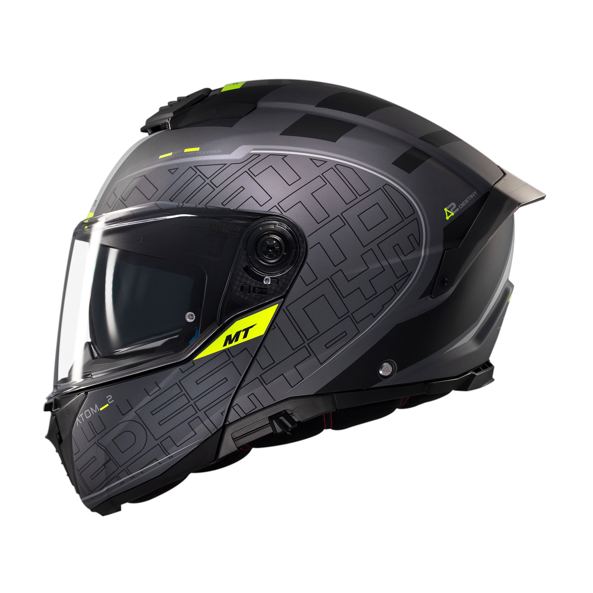 MT Atom Destiny 2 Modular Motorcycle Helmets Black Fluo maximomoto.uk!