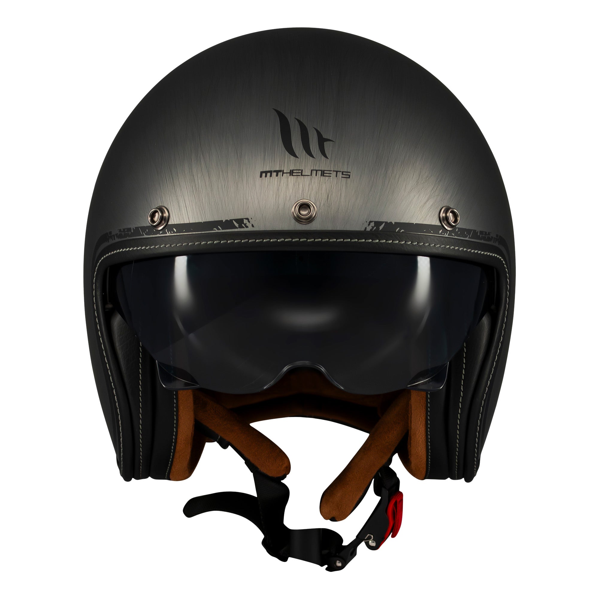 MT Le Mans 2 SV S Scratched Chrome Jet Motorcycle Helmets Grey