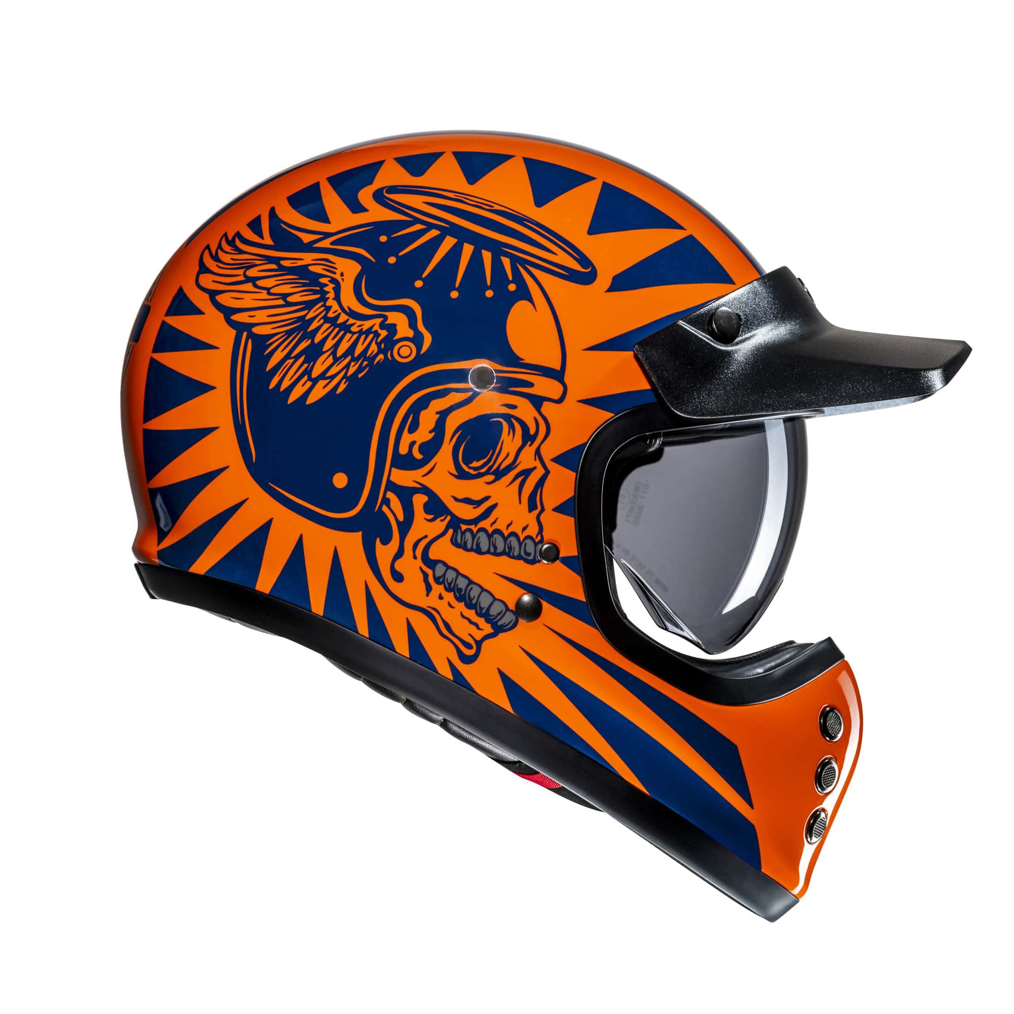 HJC V60 helmet – blue/orange flame design