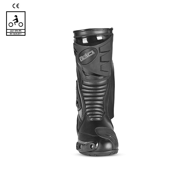 bela master man racing boot black and gray front side view