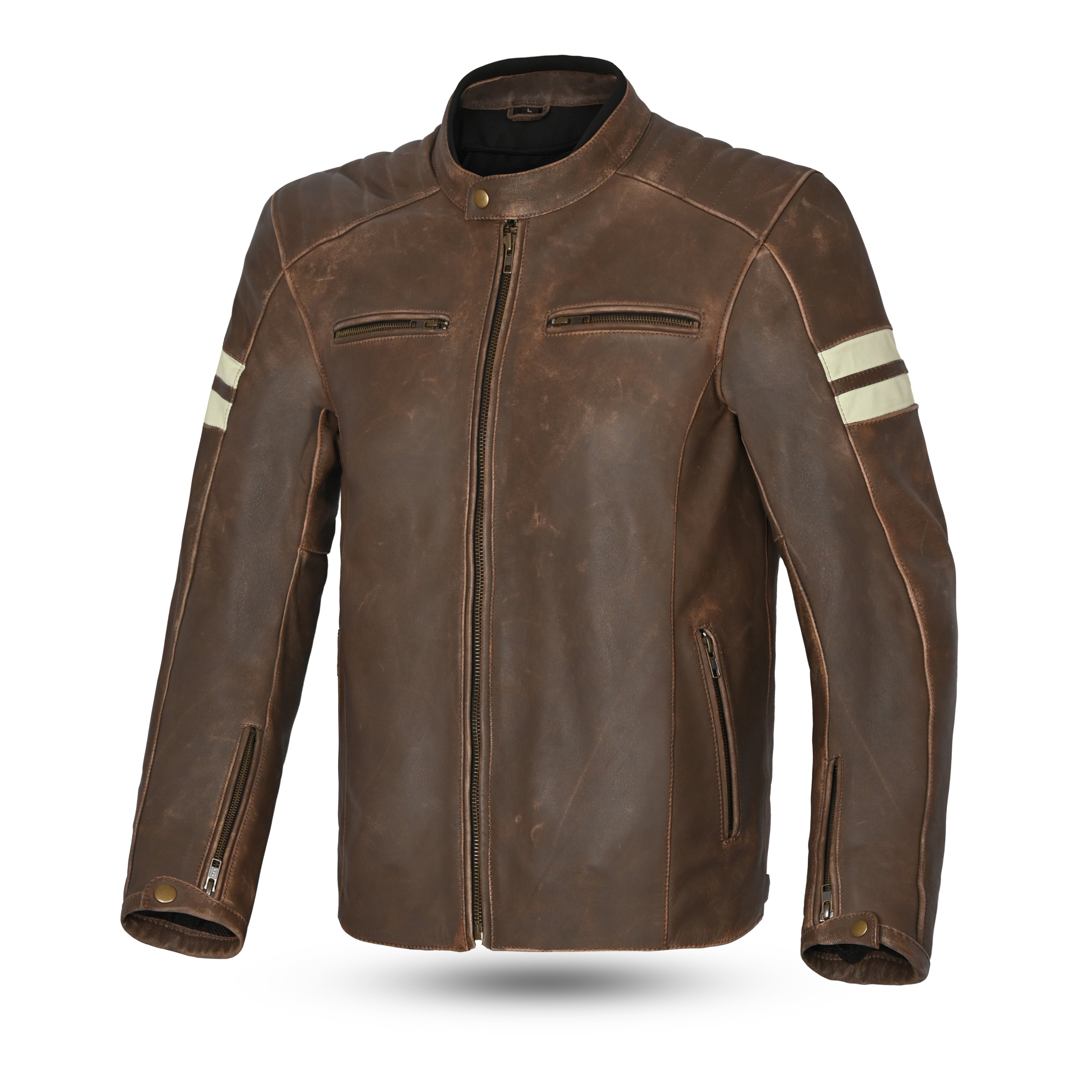 Bela Stark - Leather Jacket - Vintage Brown Beige MaximomotoUK