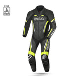 shua infinity 1 pc motorcycle racing leather suit black yellow flouro