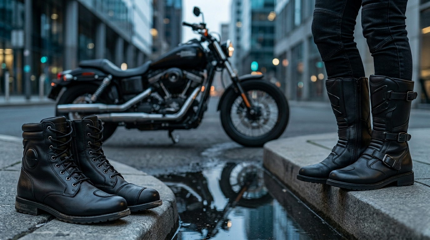 Women's Black Motorcycle Boots