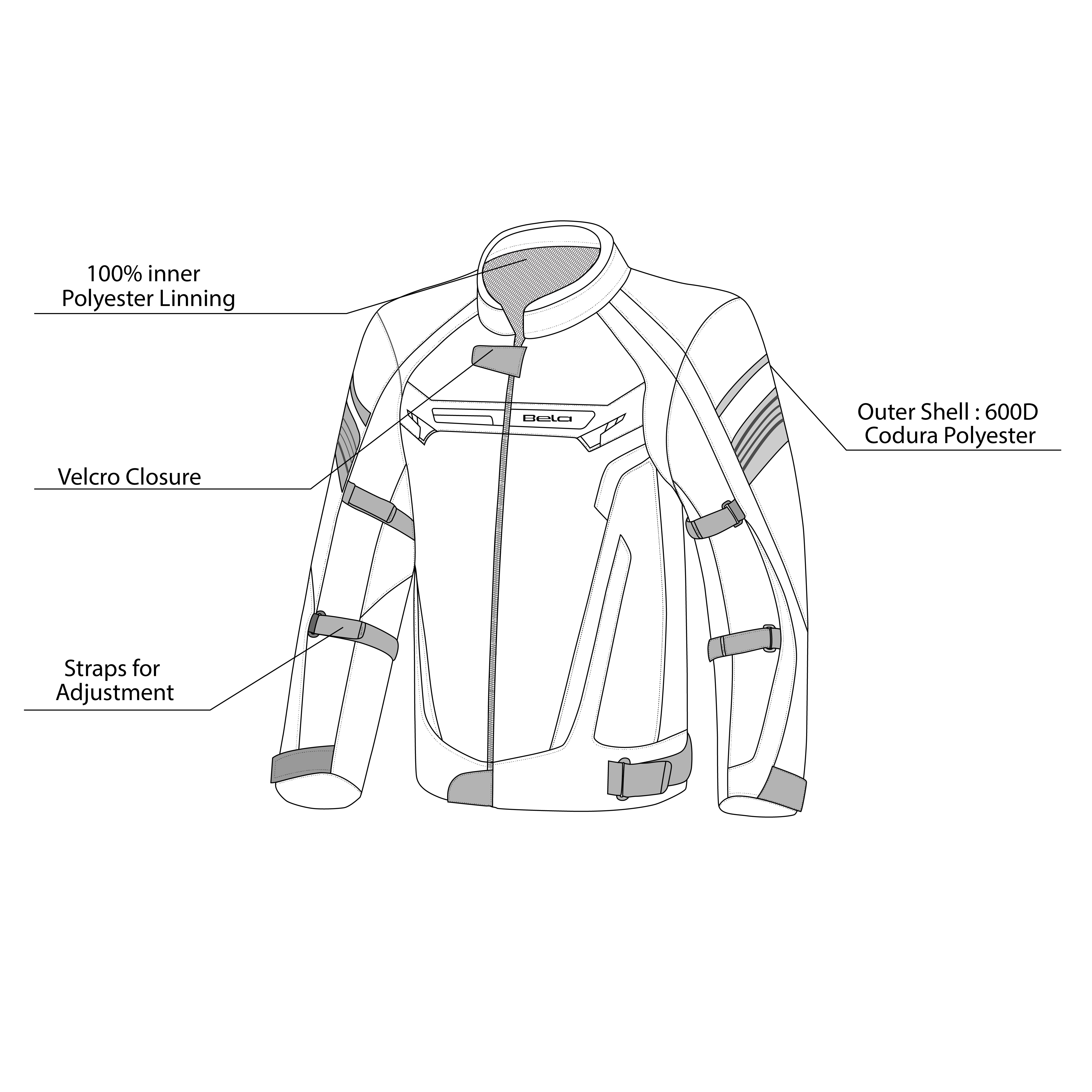 Bela Highland Man Textile Motorcycle Jacket Black/White/Red