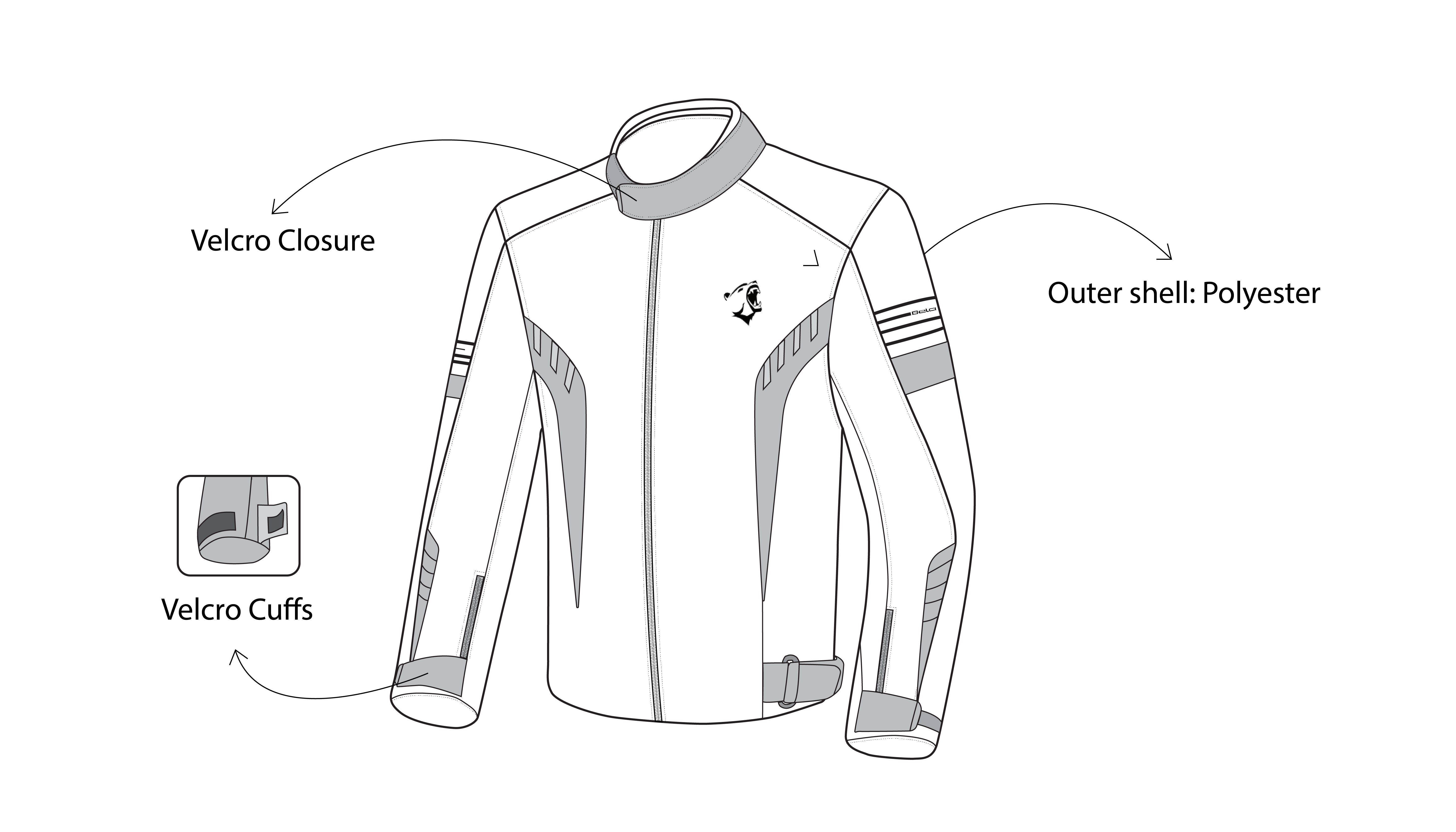 BELA Bradley Textile Motorcycle Touring Jacket UK Black Grey