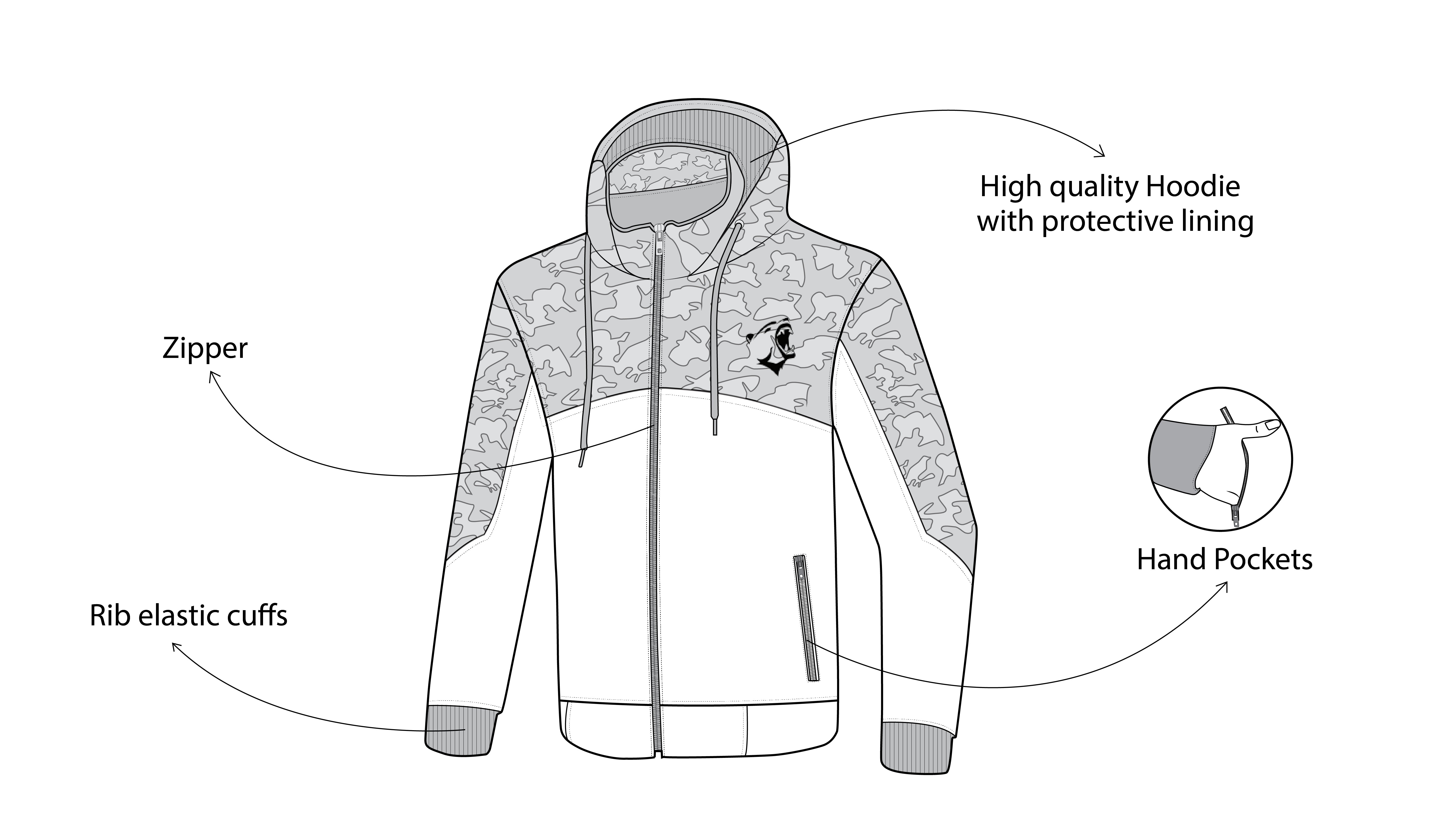 BELA Camo Rush Armour Wear Hoodie Black Olive Green