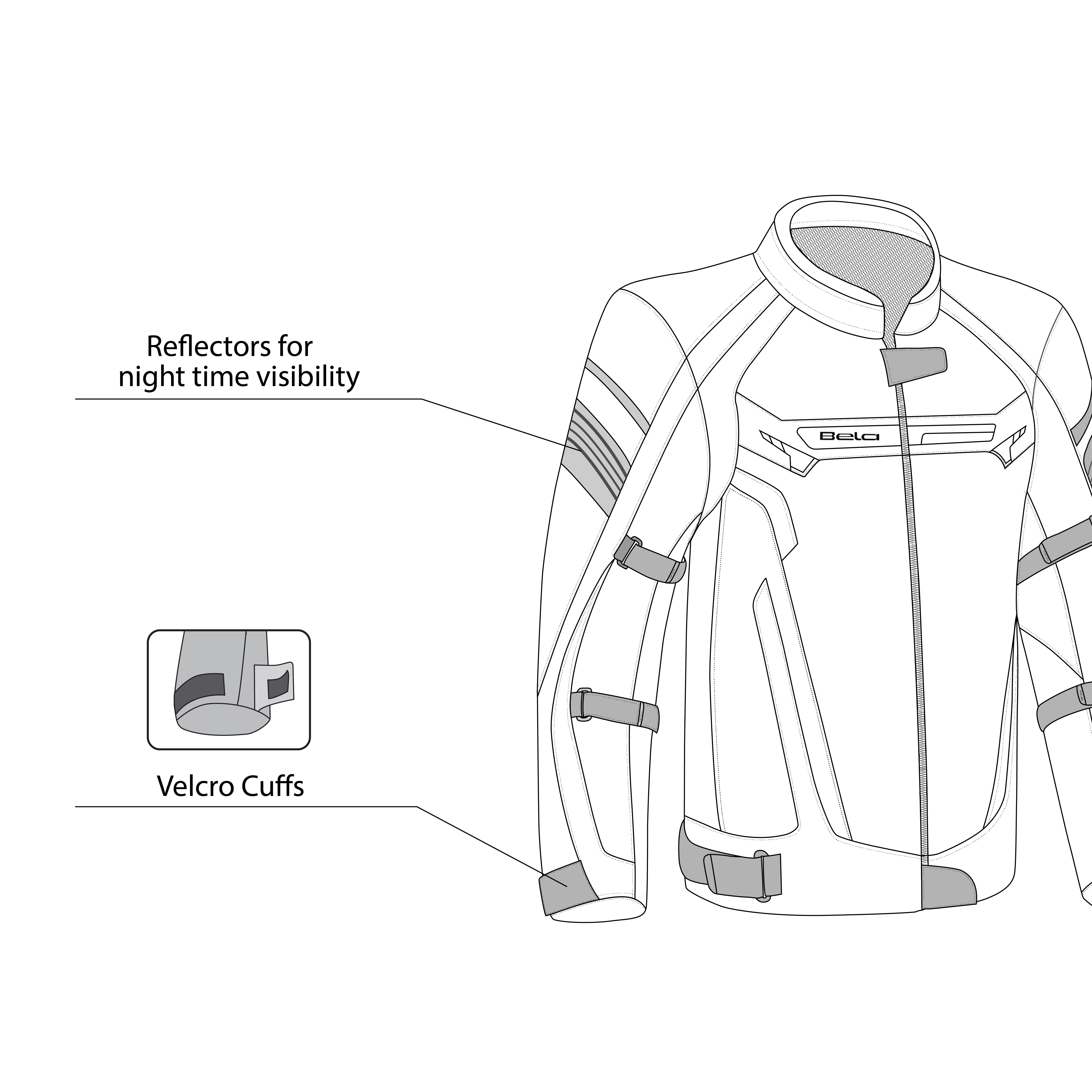 Bela Highland Man Textile Motorcycle Jacket Black/White/Red