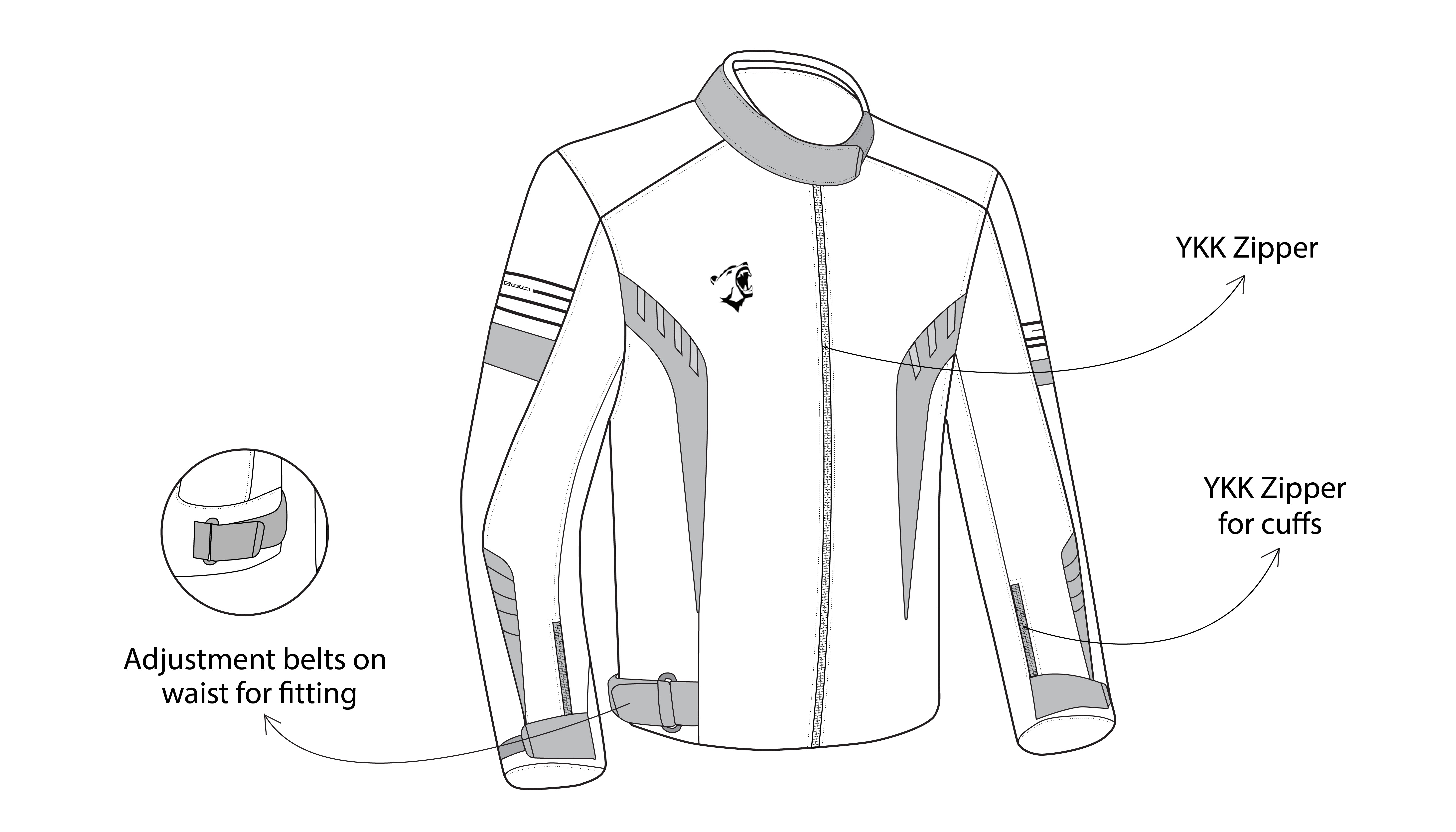 BELA Bradley Textile Motorcycle Touring Jacket UK Black Grey