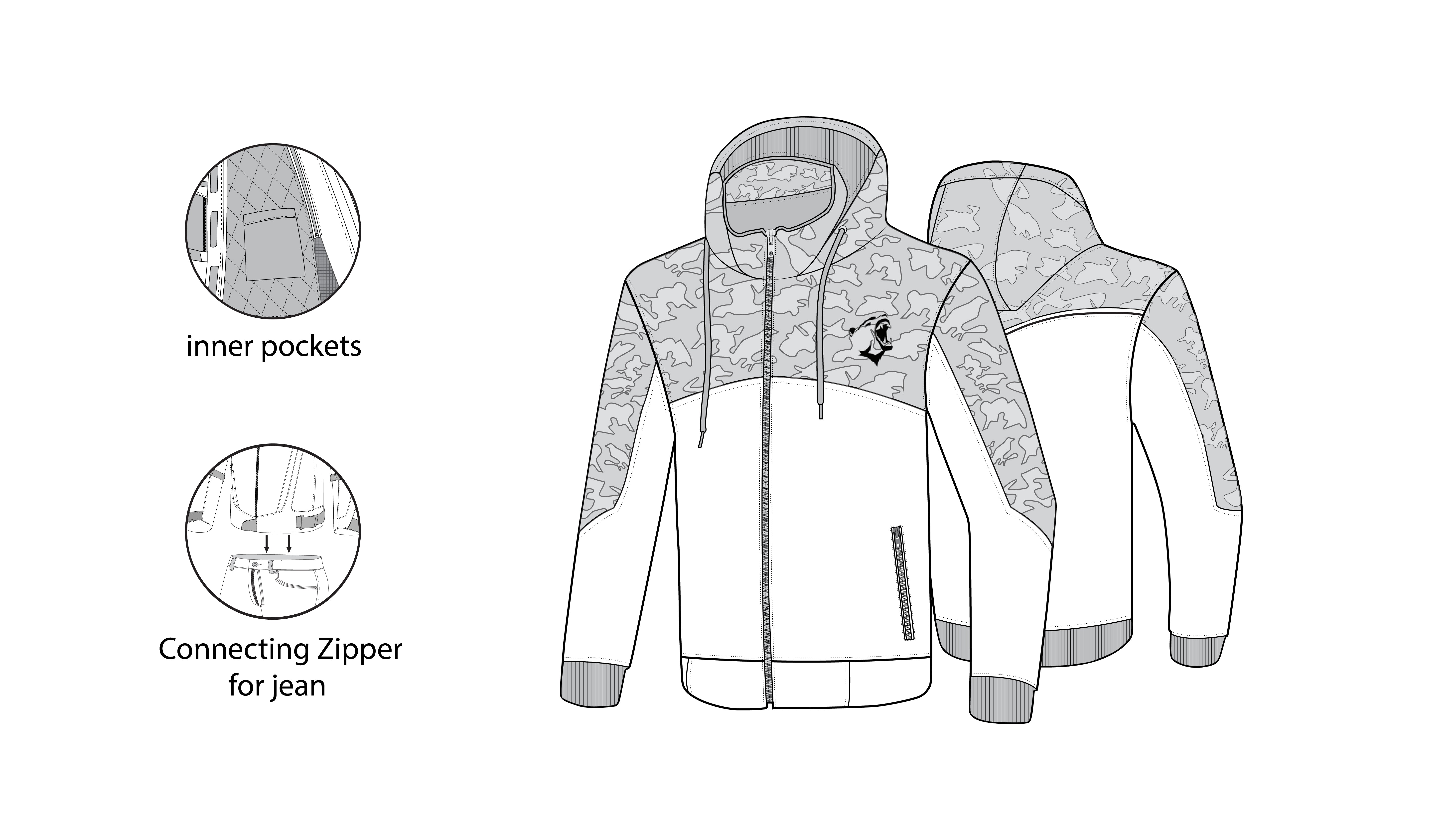 BELA Camo Rush Armour Wear Hoodie Black Olive Green