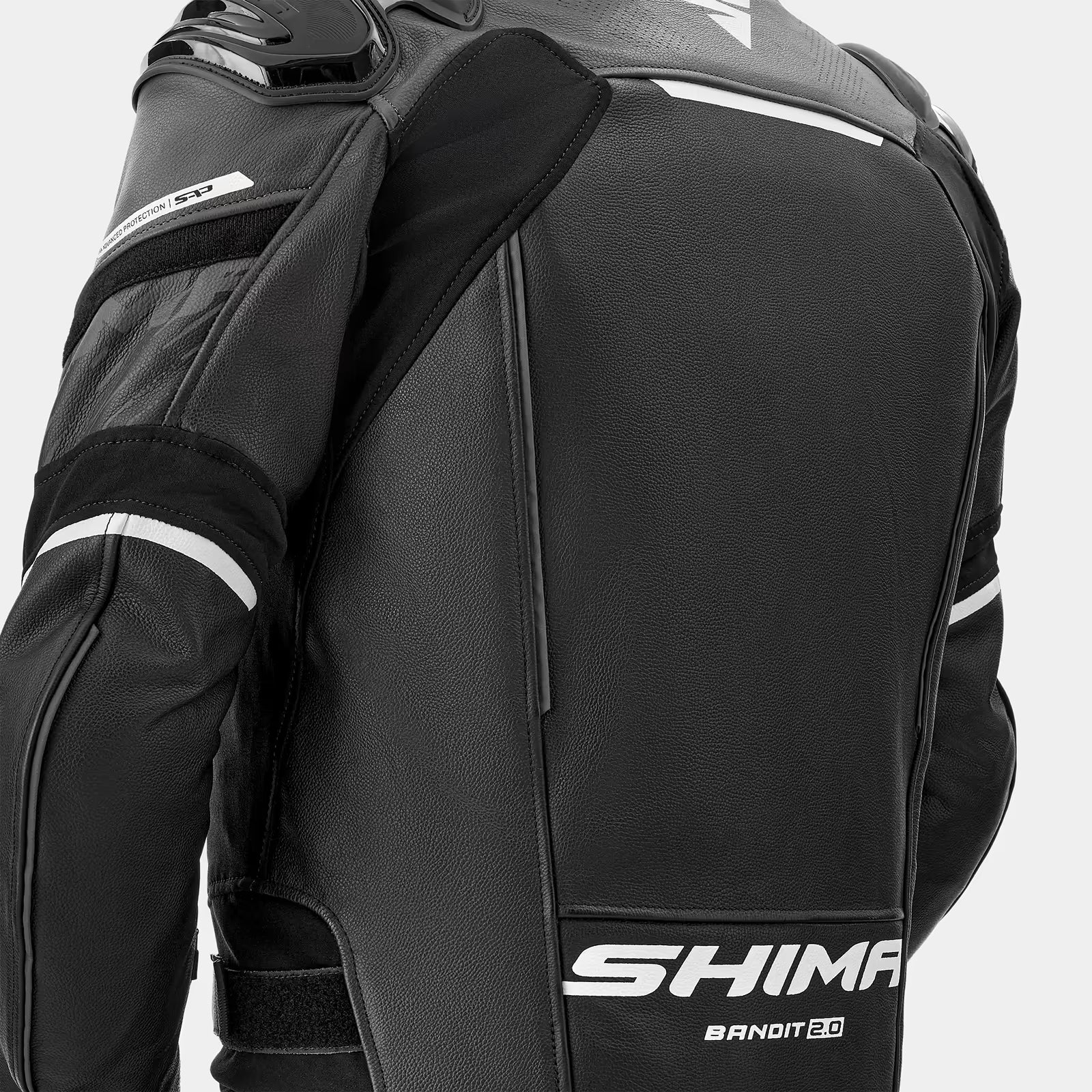 SHIMA BANDIT 2.0 MEN'S MOTORCYCLE LEATHER JACKET BLACK WHITE