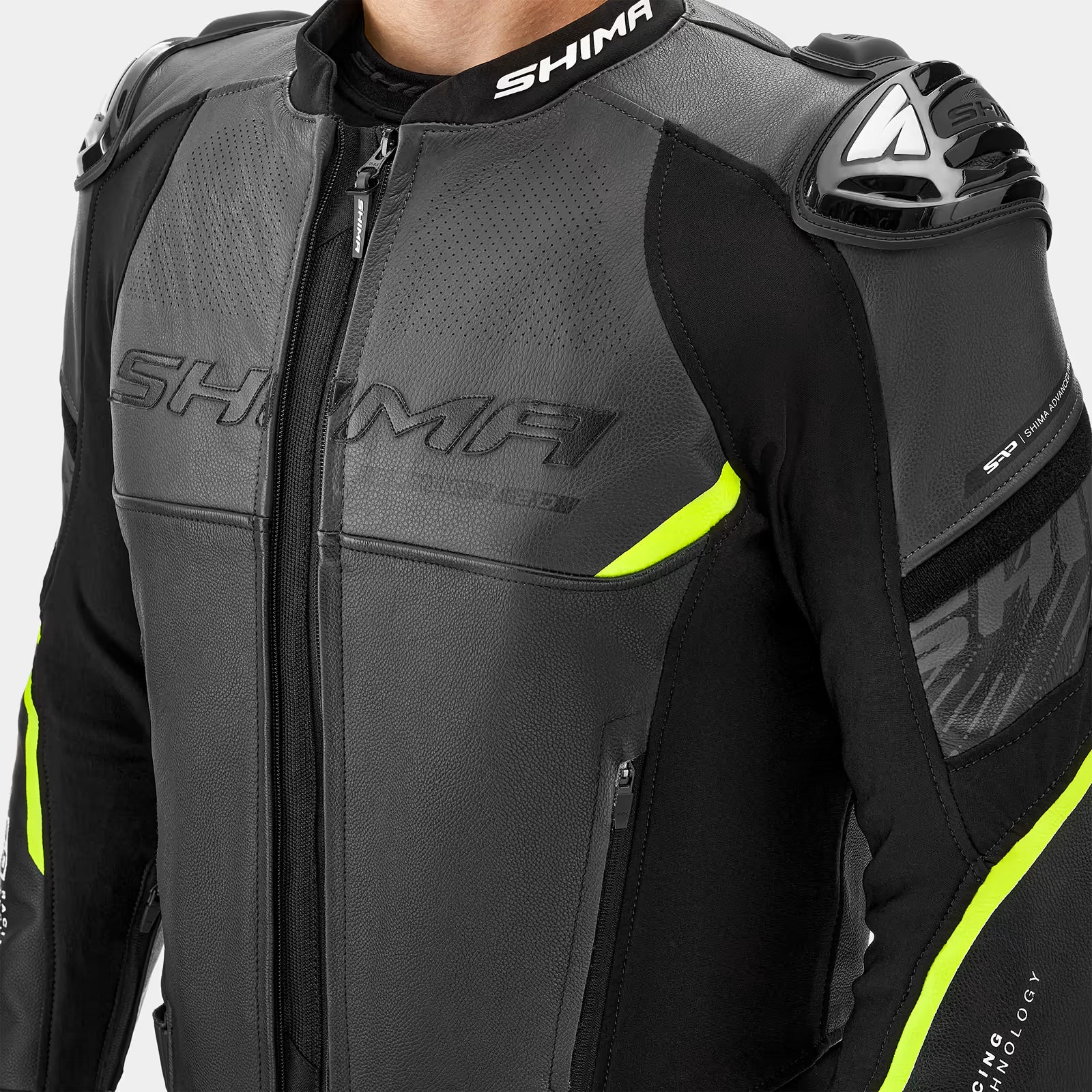 SHIMA BANDIT 2.0 MEN MOTORCYCLE LEATHER JACKET FLUO