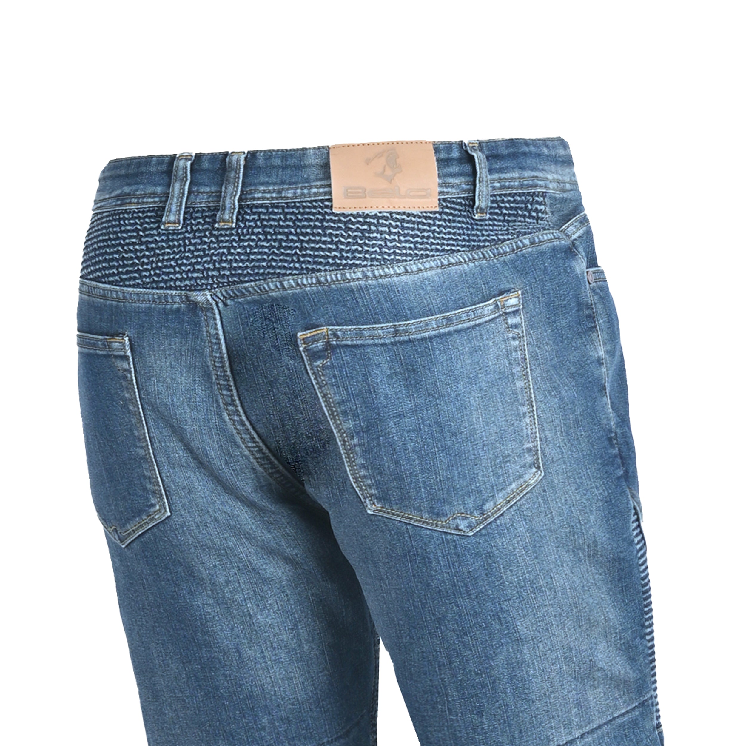 BELA URBAN LADY MOTORCYCLE DENIM JEANS BLUE SPRAY