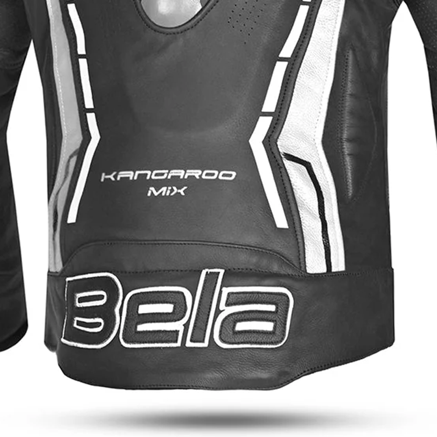 Bela Rocket Men Leather Motorcycle Jacket Black/White