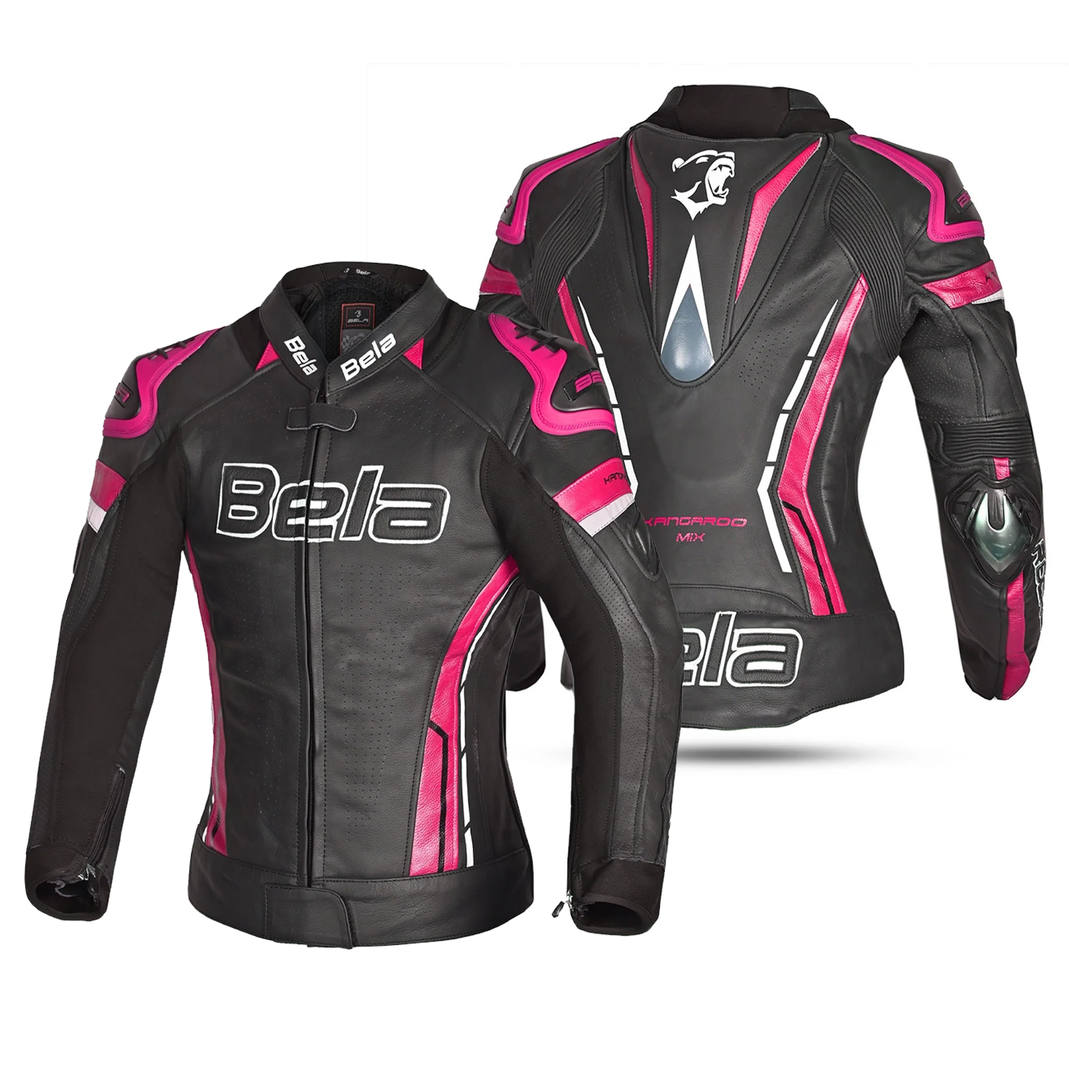 Bela Rocket Lady Motorcycle Leather Jacket Black/Pink