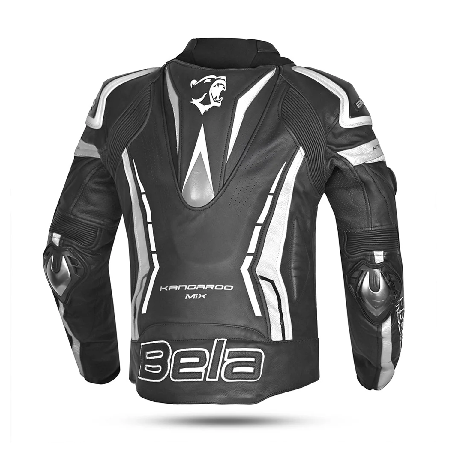 Bela Rocket Men Leather Motorcycle Jacket Black/White