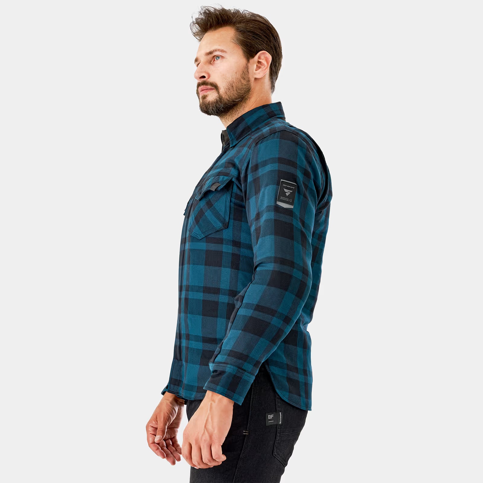 SHIMA RENEGADE 2.0 MEN CHECKED MOTORCYCLE SHIRT BLUE