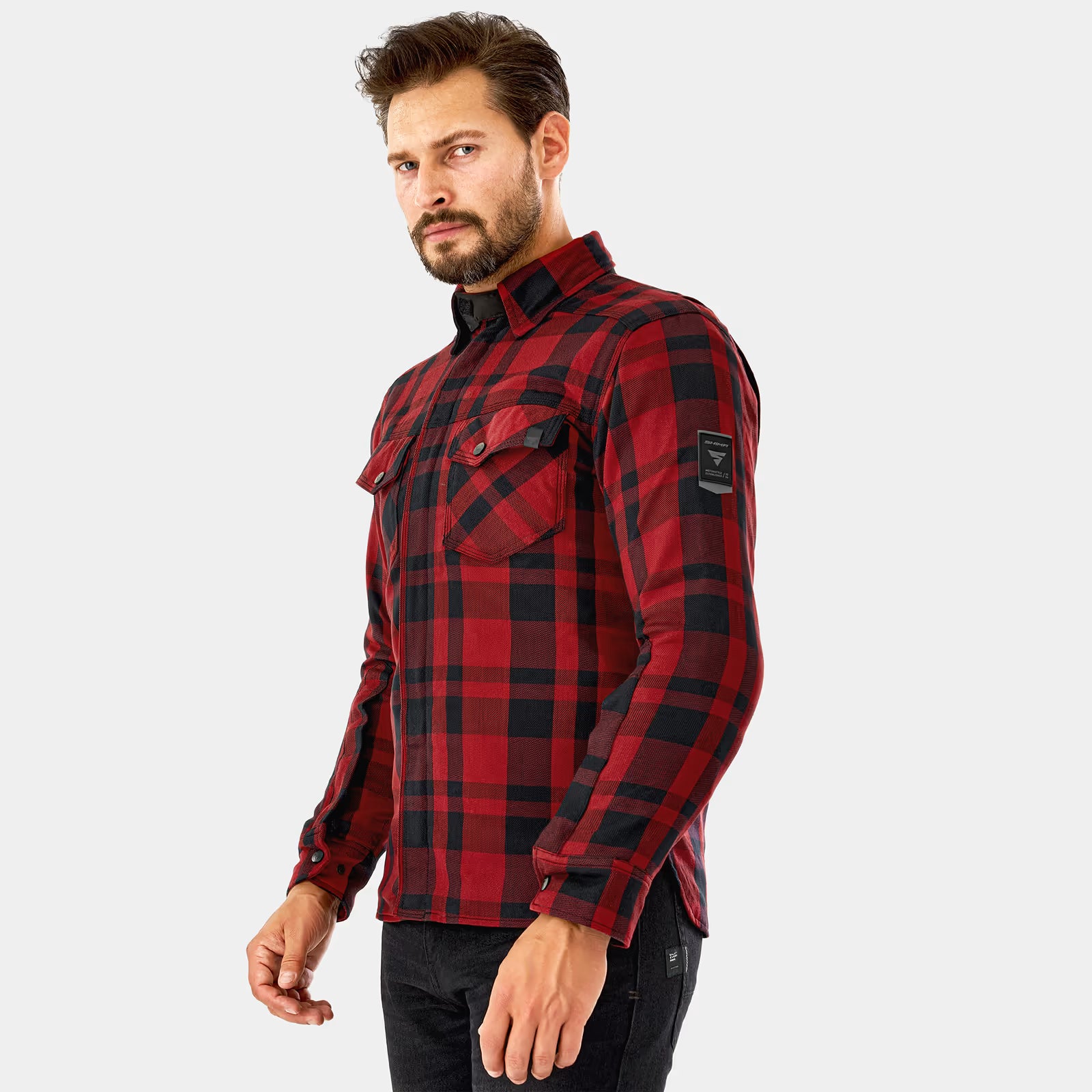 SHIMA RENEGADE 2.0 MEN MOTORCYCLE CHECKED SHIRT RED