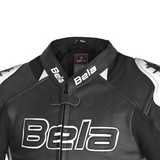 Bela Rocket Men Leather Motorcycle Jacket Black/White
