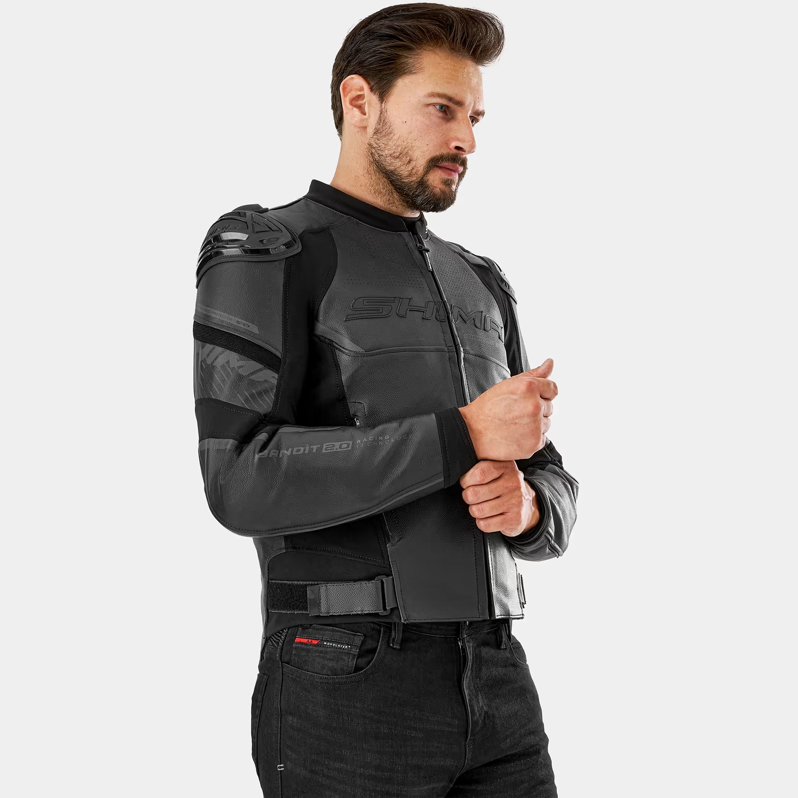 SHIMA BANDIT 2.0 MEN MOTORCYCLE LEATHER JACKET BLACK/BLACK