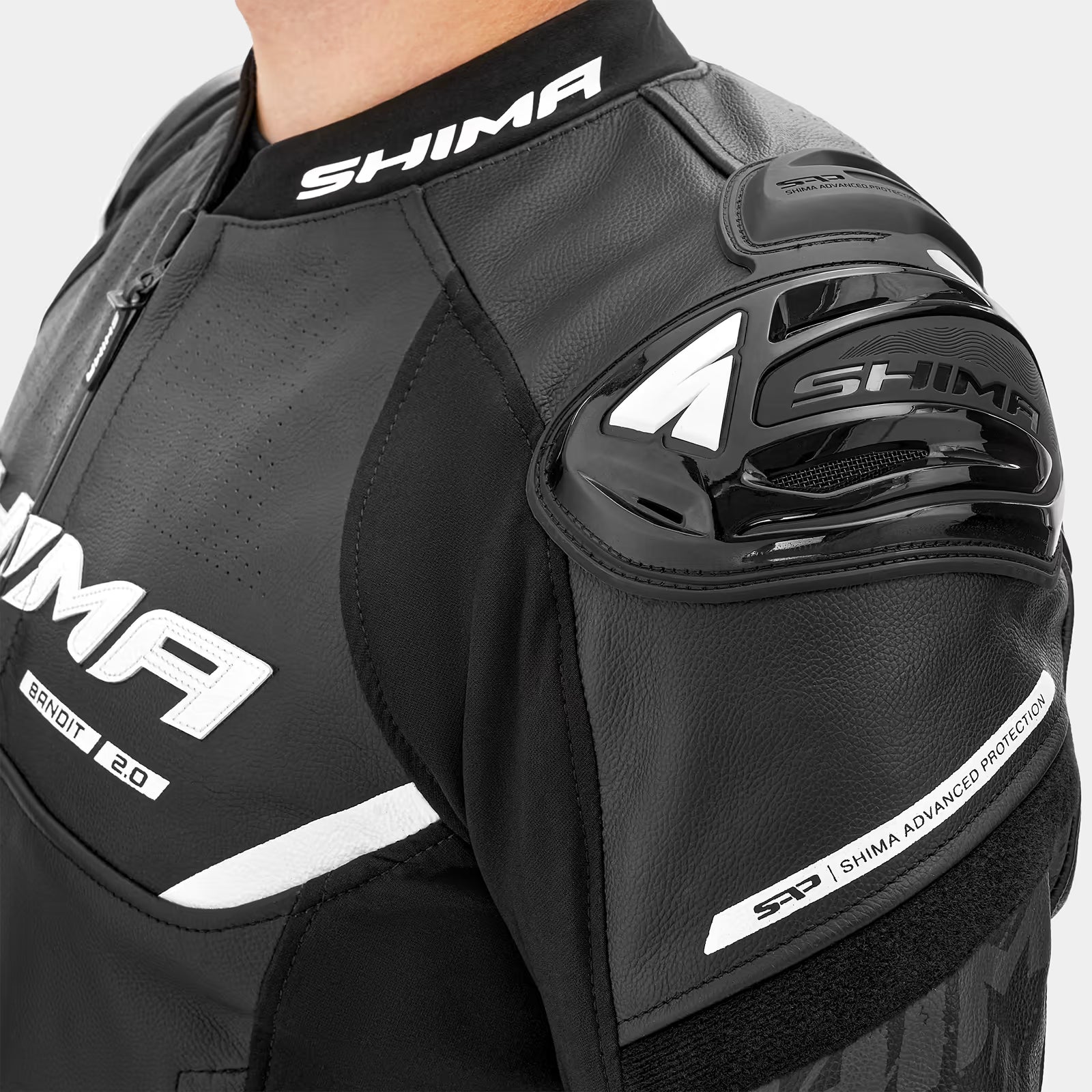 SHIMA BANDIT 2.0 MEN'S MOTORCYCLE LEATHER JACKET BLACK WHITE
