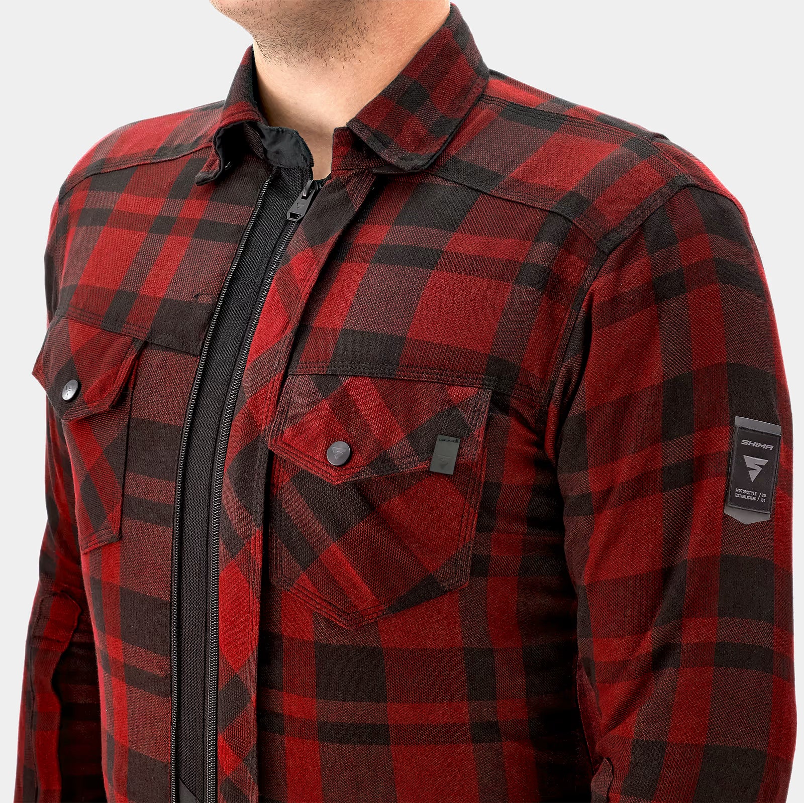 SHIMA RENEGADE 2.0 MEN MOTORCYCLE CHECKED SHIRT RED