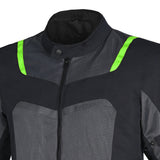 R-TECH SPIRAL MESH MOTORCYCLE JACKET BLACK GRAY FLUORO GREEN