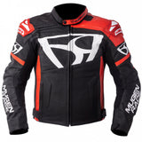 MUGENRACE LJ-MNR-1920 Aggressore Chaqueta De Cuero Hombre Negro Rojo
