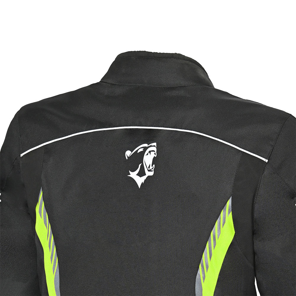 BELA Bradley Textile Motorbike Riders Jacket Black Yellow Flou