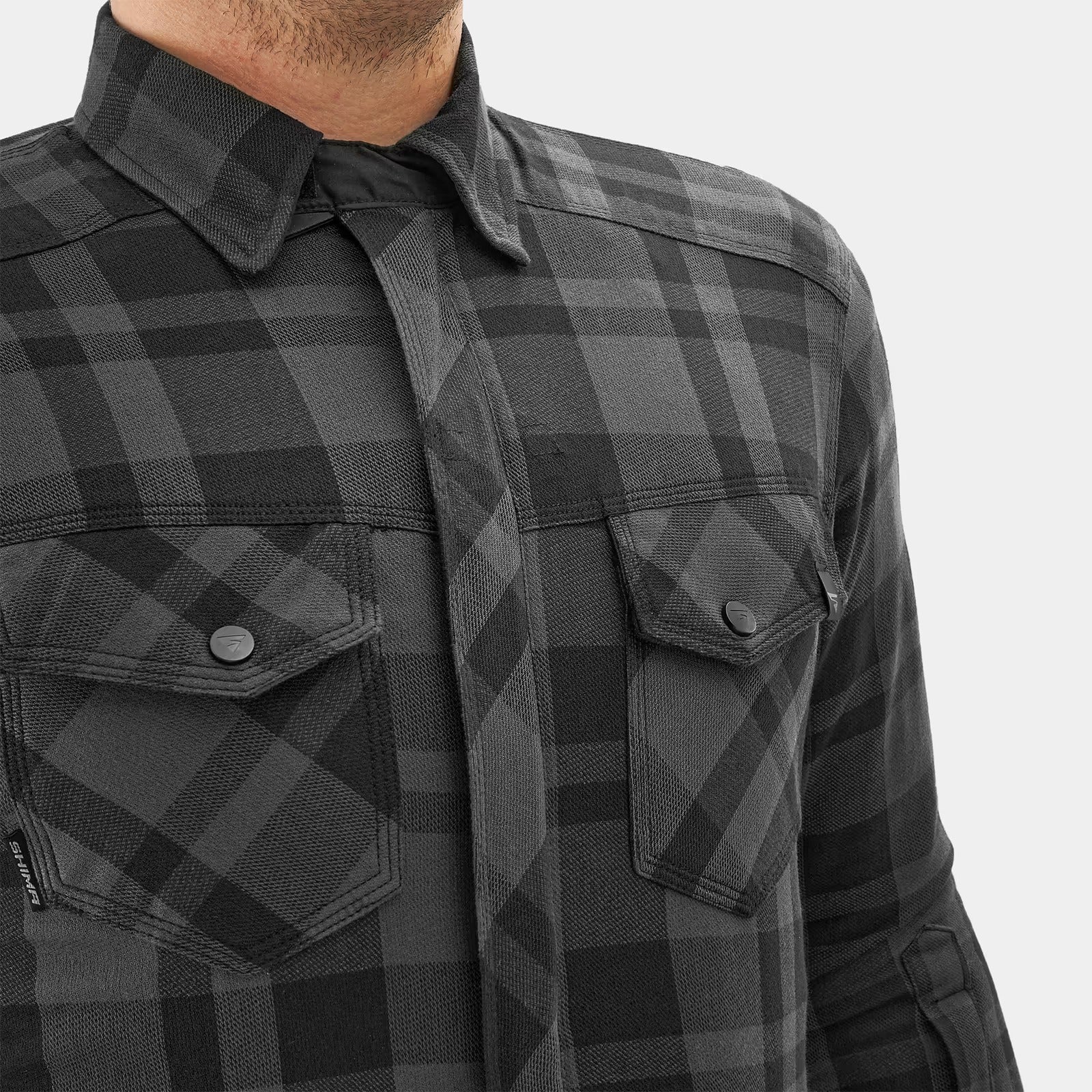 SHIMA RENEGADE 2.0 MEN MOTORCYCLE CHECKED SHIRT BLACK