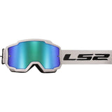 Ls2 Charger Goggle White With H-V Green Irid.Visor 