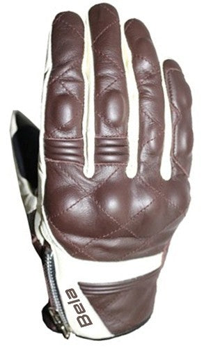  BELA - BROWN/WHITE MOBSTER LEATHER GLOVE - SECURTEX MOTOR SL (t/a MaximoMoto)