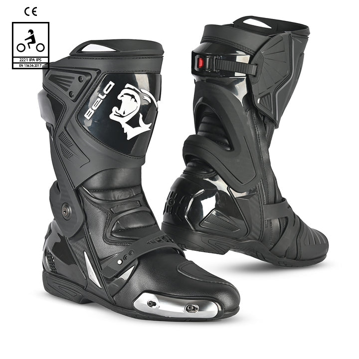 BELA RACE PRO MOTORCYCLE RACING LEATHER BOOTS BLACK