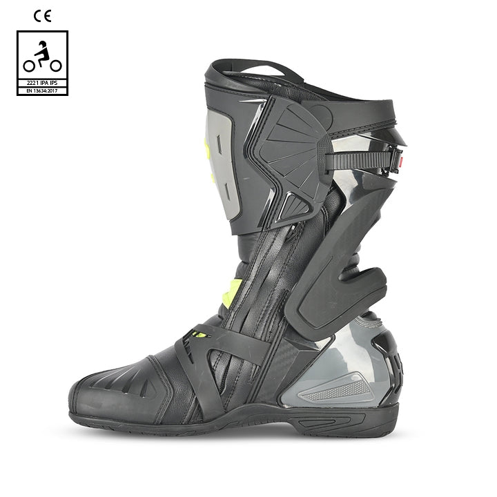 BELA RACE PRO MOTORCYCLE RACING LEATHER BOOTS BLACK GREY YELLOW