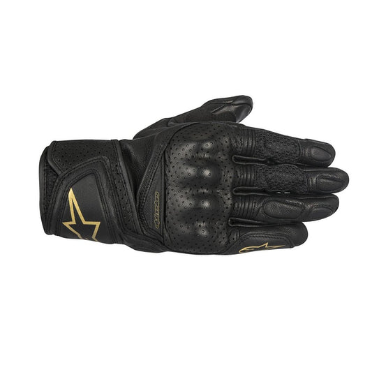 Alpinestars Stella Baika Leather Women's Motorcycle Gloves Black Gold - back pic