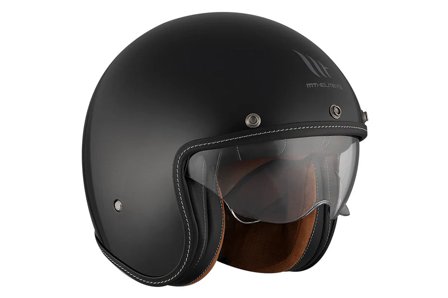 MT LE MANS 2 SV S SOLID A1 Open Face Motorcycle Helmet Glossy Black