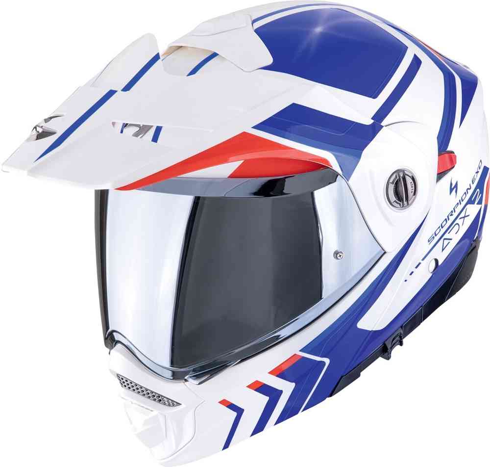 SCORPION ADX-2 LEWIS Adventure Motorcycle Helmet White Blue Red 