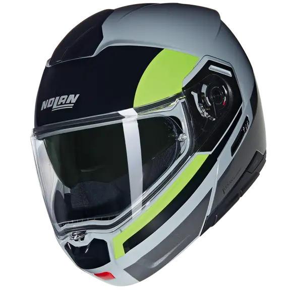 NOLAN N90-03 ROBOTO 346 Modular Motorcycle Helmet Black Grey Yellow 