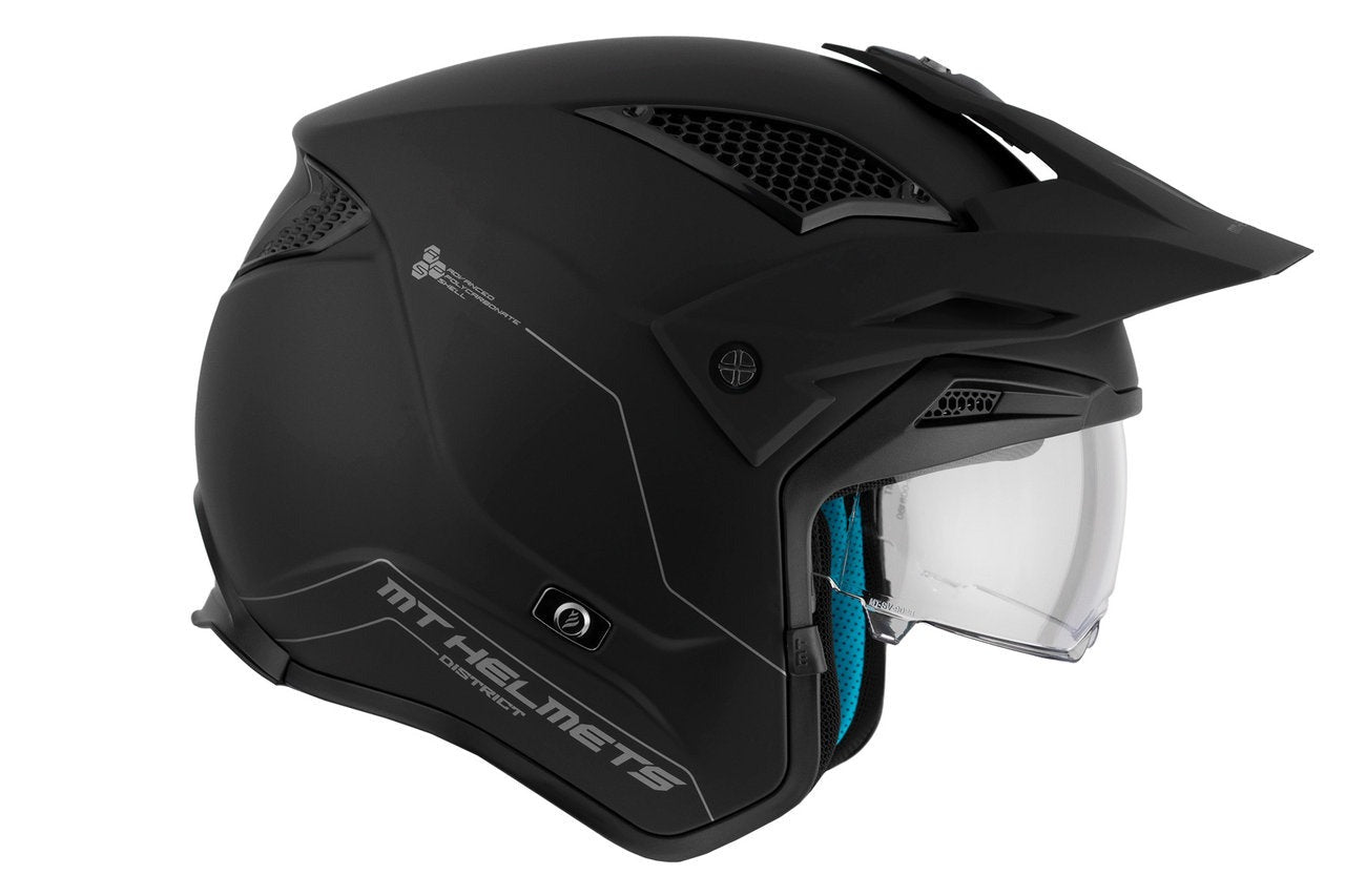 MT District Sv Solid A1 matt black off-road road motorcycle helmet - SECURTEX MOTOR SL (t/a MaximoMoto)