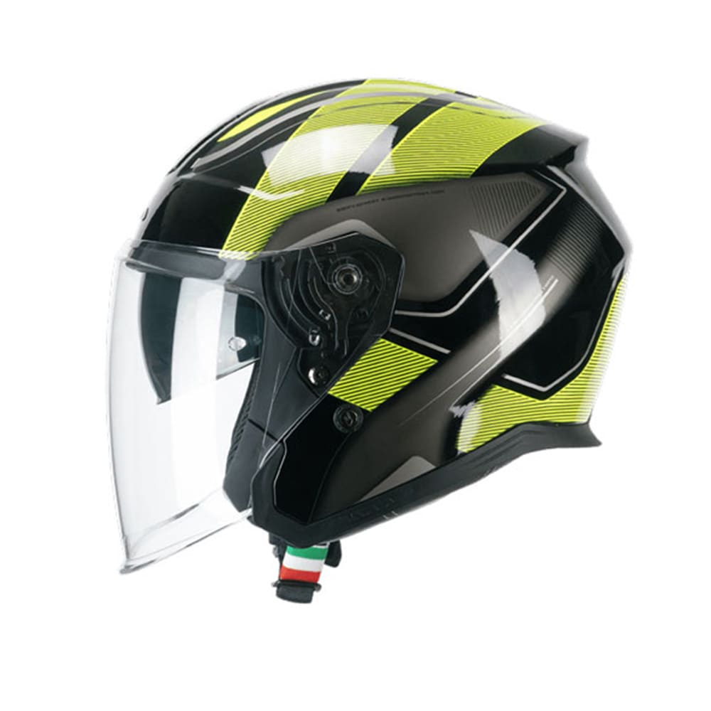 CGM 136G RNA SPORT MOTORCYCLE JET HELMET BLACK FLUORESENT YELLOW