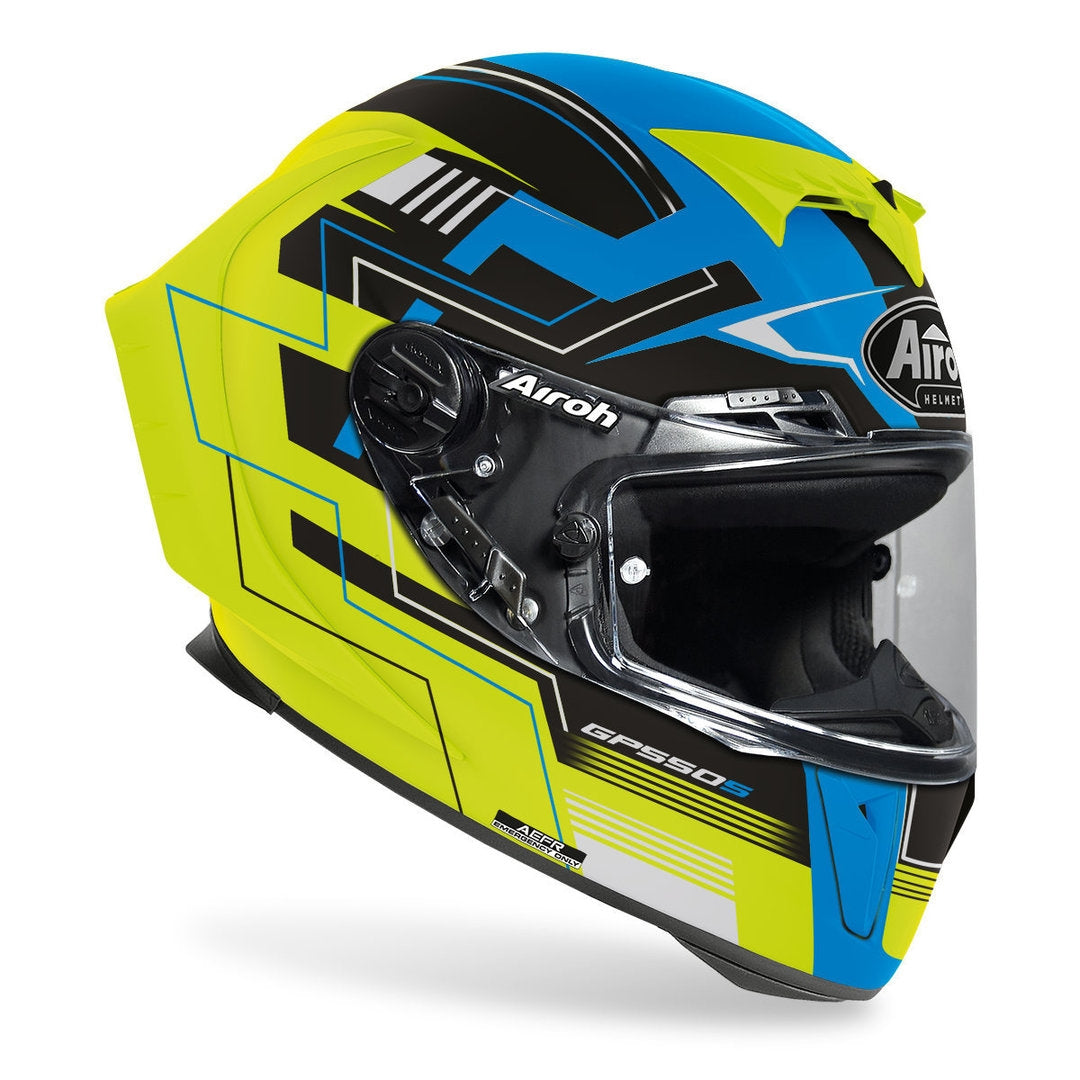 AIROH - HELMETS GP550 S CHALLENGE BLUE/YELLOW MATT
