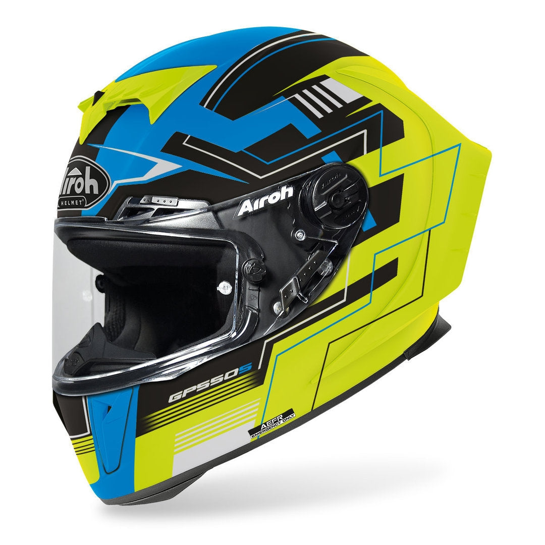 AIROH - HELMETS GP550 S CHALLENGE BLUE/YELLOW MATT