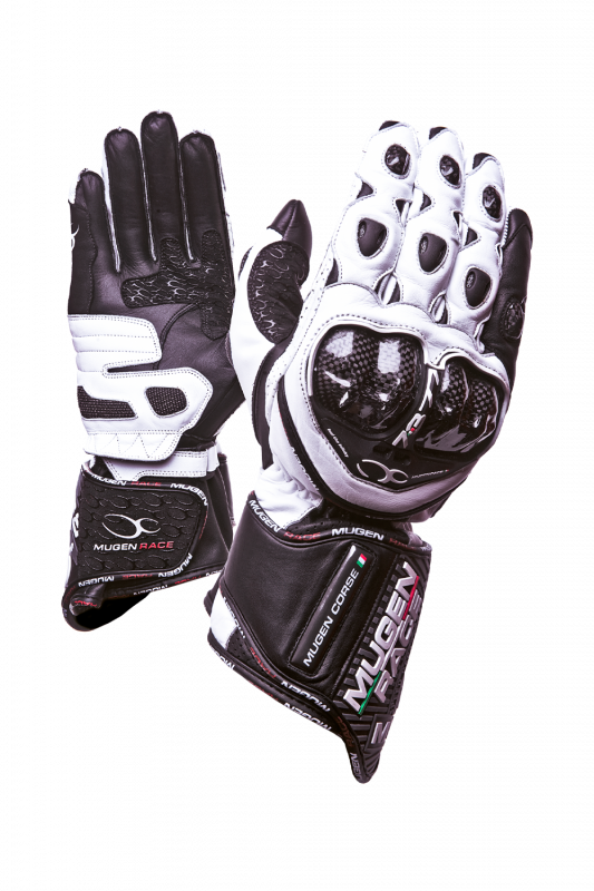 MUGENRACE BORNEW Moto Deportivos Cuero Guantes Blanco Negro