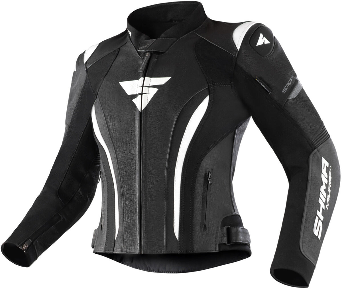 SHIMA MIURA 2.0 WOMEN MOTORCYCLE LEATHER JACKET BLACK WHITE