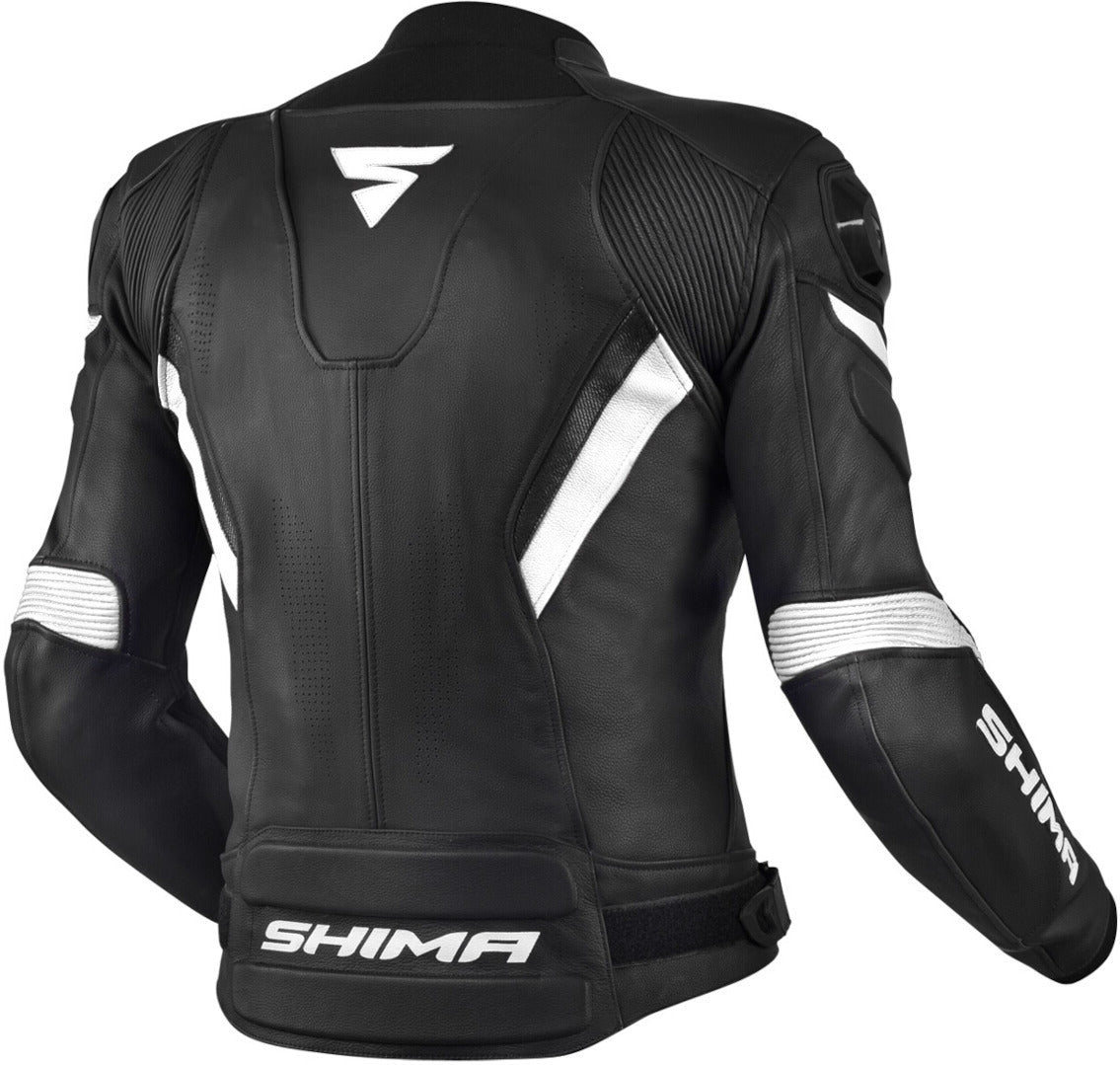SHIMA CHASE MEN MOTORCYCLE LEATHER JACKET BLACK WHITE