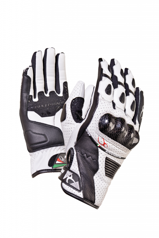 MUGENRACE FIGURATORE Cuero Moto Cortos Guantes Blanco