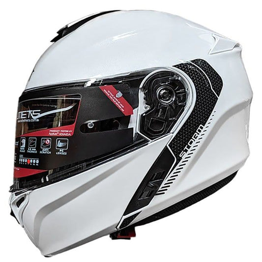 MT Storm Solid Pearl White Flip up Motorbike Helmet 