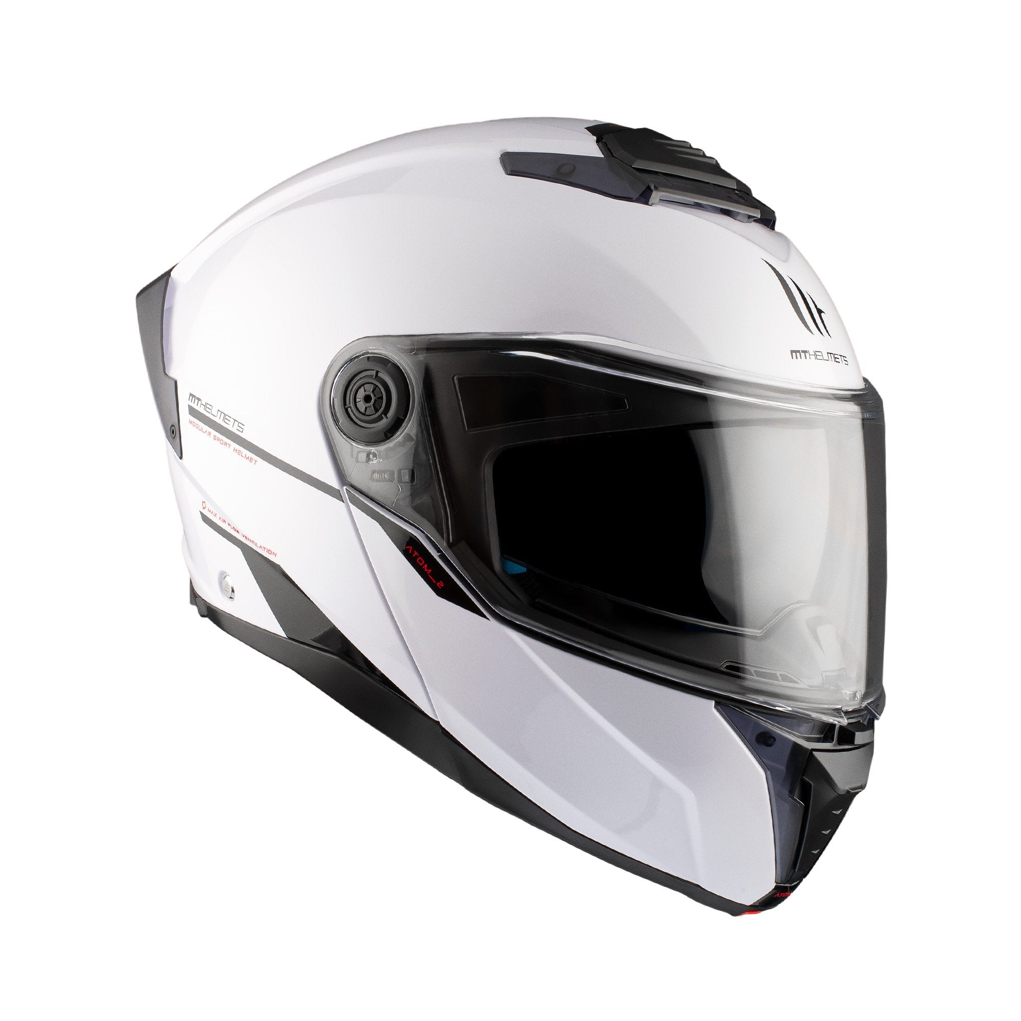 MT Atom 2 Solid Gloss White Flip up Helmet 